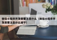 微信小程序开发需要注意什么（微信小程序开发需要注意什么细节）