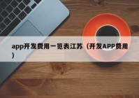 app开发费用一览表江苏（开发APP费用）