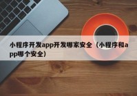 小程序开发app开发哪家安全（小程序和app哪个安全）