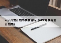 app开发计划书发展目标（APP开发商业计划书）