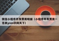 微信小程序开发费用明细（小程序开发费用一览表ynm华网天下）