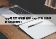 app开发软件项目名称（app开发软件项目名称有哪些）