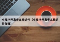 小程序开发者文档组件（小程序开发者文档组件在哪）