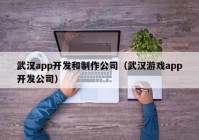 武汉app开发和制作公司（武汉游戏app开发公司）